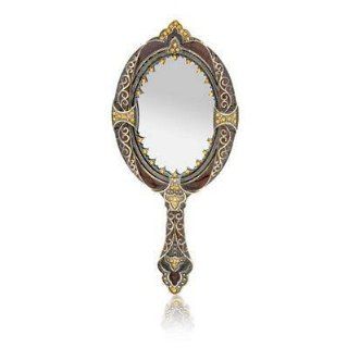 Amber Jeweled Enamel Hand Mirror Model No. M 103 Beauty