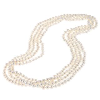 White Freshwater Pearl 100 inch Endless Necklace (6.5 7 mm