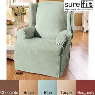 Sure Fit Smooth Suede Wing Chair Slipcover