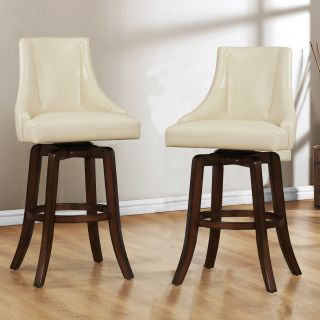 Vella Cream White Swivel Upholstered 29 inch Barstool (Set of 2) Today