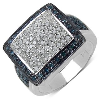 Malaika Sterling Silver 3/5ct TDW White and Blue Diamond Ring (I J, I3