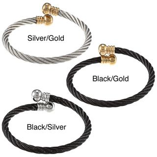 La Preciosa Stainless Steel Rope Design Open Cuff Bracelet