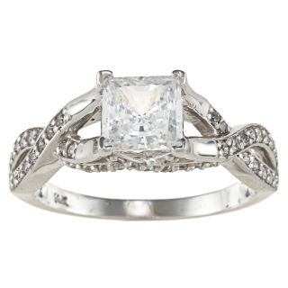 14k White Solid Gold 1 1/2ct TGW Princess Cut Cubic Zirconia Knot Ring