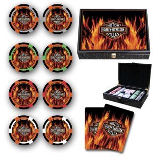 Harley Davidson Flame Poker Chips Set of 200 NEW Sports