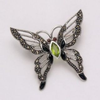 Marcasite with Peridot Butterfly Pin Clothing