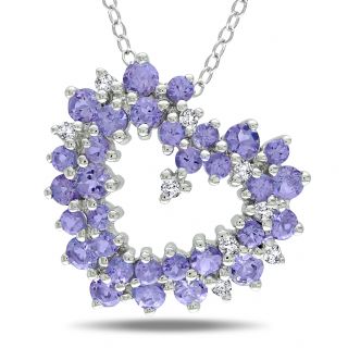 Miadora Sterling Silver Tanzanite and 1/8ct TDW Diamond Necklace (H I