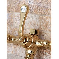 Deck mount Polished Brass Clawfoot Tub Faucet with Hand Shower