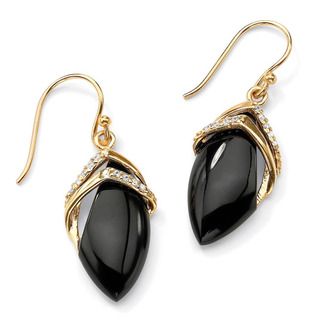Angelina DAndrea 18k Goldplated Onyx and Clear Cubic Zirconia Drop