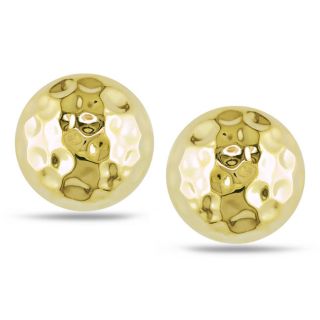 14k Yellow Gold Hammered Stud Earrings
