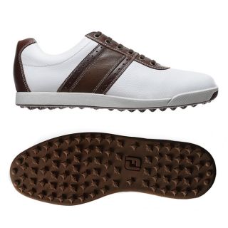 FootJoy Mens Contour Casual Spikeless White/ Brown Golf Shoes Today