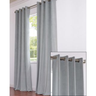 Signature Grommet Grey Blue Velvet 96 Inch Curtain Panel