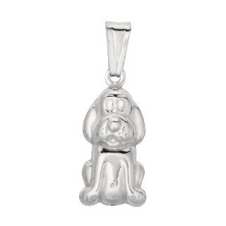 Sterling Silver Rhodium Plated Snoopy Charm   JewelryWeb