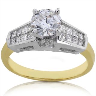 Platium and 18k Gold 1 1/2ct TDW Certified Diamond Engagement Ring (F