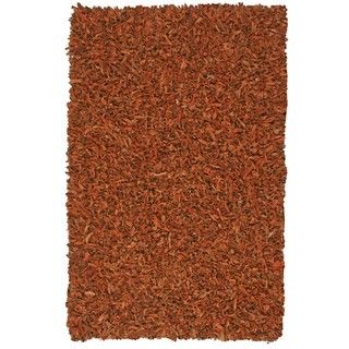 Hand Tied Pelle Copper Leather Shag Rug (8 x 10)