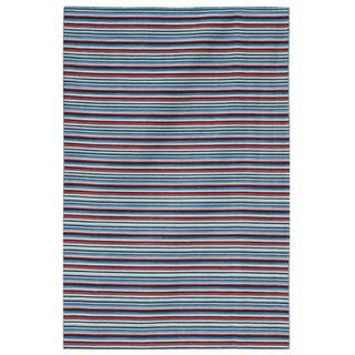 Hand woven Flat weave Arrah 103 Blue Wool Rug (8 x 10)