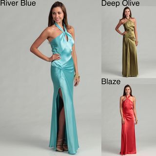 Issue New York Womens Keyhole Halter Evening Gown