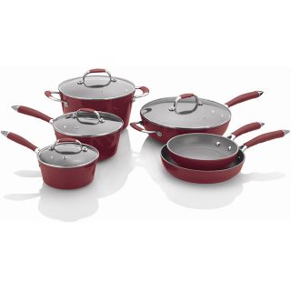 Michelle Bs 10 piece Red Forged Aluminum Cookware Set