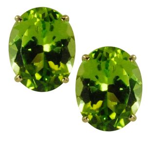 Gems For You 14k Oval cut Peridot Stud Earrings