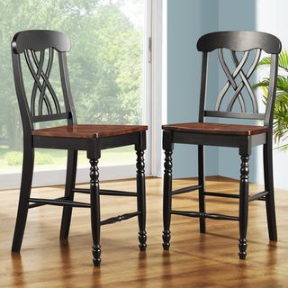 ETHAN HOME Mackenzie 24 Inch Black Counter Height Stool (Set of 2