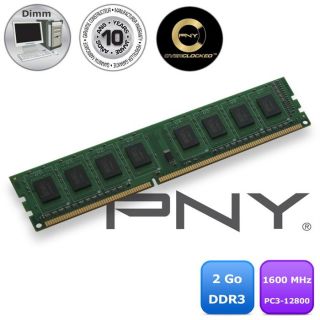 PNY Dimm DDR3 2Go 1600MHz PC3 12800   Module mémoire Dimm pour