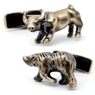 Ravi Ratan Antique Gold Bear and Bull Cufflinks (RR 161 AG) Clothing