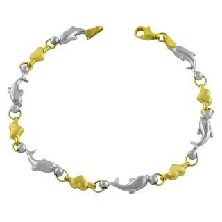 Fremada 10k Two tone Gold Heart and Dolphin Link Bracelet Today $209