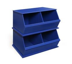 Two Bin Stackable Storage Cubby in Blue