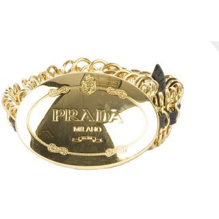 Prada Womens Gold Chain Plaque Buckle Belt