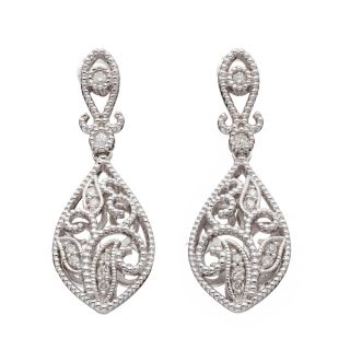 Silver 1/5ct TDW Diamond Vintage inspired Filigree Earrings (H I, I2