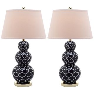 Moroccan Triple Gourd 1 light Navy Table Lamps (Set of 2)