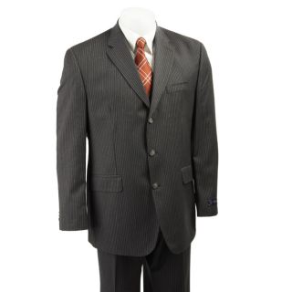 Sean John Mens Dark Grey Multistripe Wool Suit