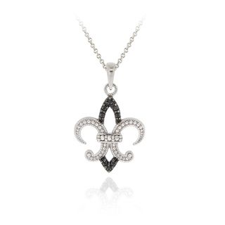DB Designs Sterling Silver Black Diamond Accent Fleur de Lis Necklace