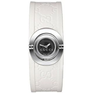 Gucci 112 Womens Twirl White GG Rubber Strap Small Watch