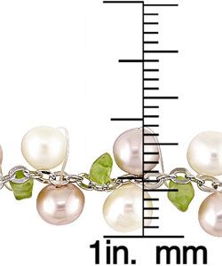 Silver Cultured Freshwater Pearl Peridot Bracelet