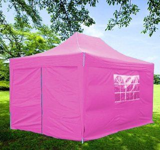 10x15 Pop up 4 Wall Canopy Party Tent Gazebo Set Ez Pink