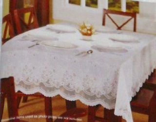 Faux Crochet Ivory Tablecloth Vinyl Table Cloth 54x72