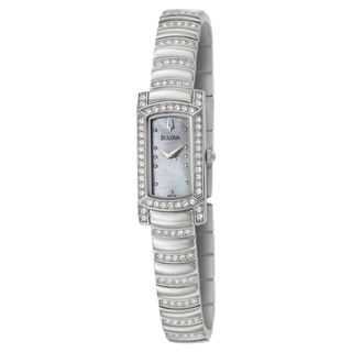 Bulova Womens Crystal Stainless Steel/ Mother of Pearl Watch