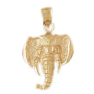 14K Yellow Gold Elephant Pendant Jewelry