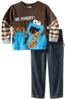 Nannette Boys 2 7 Cookie Monster Two Piece Pant Set, Brown