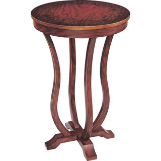 Hand painted Brown Abbey Round Wood End Table