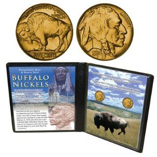 Gold Plated P and D Buffalo Nickels 