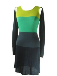BCBGMAXAZRIA Color Block Cut Shoulder Long Sleeve Dress