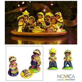 Set of 13 Ceramic San Juan Nativity Nativity Scene (Guatemala