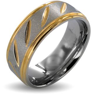 Stainless Steel Goldplated Grooved Ring (8mm)