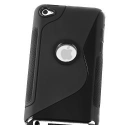 Black S Shape TPU Skin Case for Apple iPod Touch 4th Gen