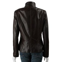 Cole Haan Womens Multi stitch Lamb Leather Jacket