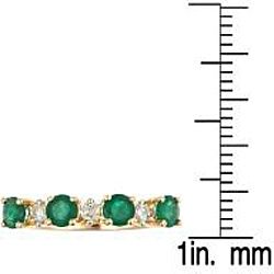 Yach 14k White Gold Emerald and 1/8ct TDW Diamond Ring (I J, I