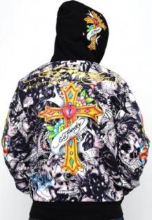 Ed Hardy Mens Specialty Fur Lined Alley Cat Hoodie Jacket