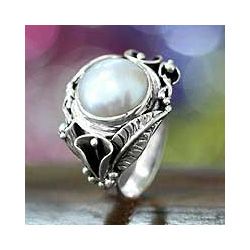 Sterling Silver Nest of Lilies Pearl Ring (12 mm) (Indonesia) Today