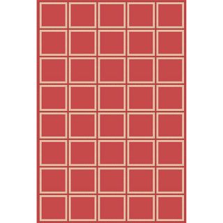 Boxes Red Outdoor Rug (111 x 76)